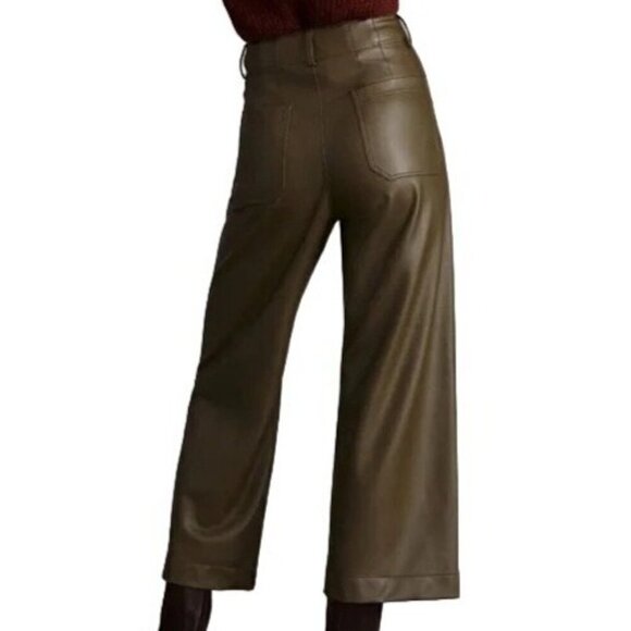 Anthropologie Plus Size 24W Colette Cropped Wide Leg Faux Leather Pants NWT - Picture 2 of 13
